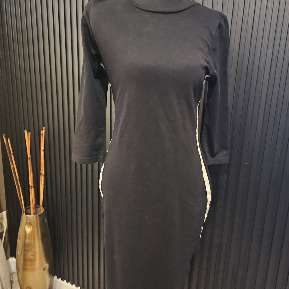 SHEIN Black Long Sleeve Dress with White Accents